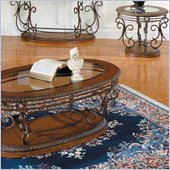 Standard Crescendo Oval Glass Top Cocktail Table and End Table Set