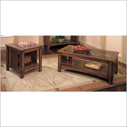 Standard Mission Hills Chestnut Brown Glass Top Coffee Table and End Table Set
