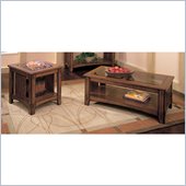 Standard Mission Hills Chestnut Brown Glass Top Coffee Table and End Table Set