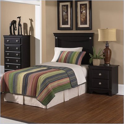 Standard Carlsbad Youth Twin Wood Panel Headboard 5 Piece Bedroom Set in Dark Pecan