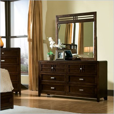  Standard City Gazebo II 2 Piece Mirror and Dresser in Dutch Chocolate Brown Finish 