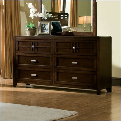  Standard City Gazebo II Double 6 Drawer Dresser in Dutch Chocolate Brown Finish 