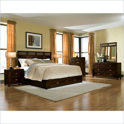  Standard City Gazebo II 5 Piece Panel Bedroom Set in Dutch Chocolate Brown 