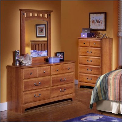 Standard City Park Kids Double Dresser and Mirror in Cherry Finish