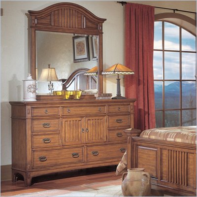 Standard Mission Hills Chestnut Brown Dresser and Mirror