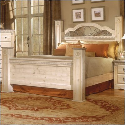 Standard Seville Poster Bed in Old Fashioned Wood and Simulated Jura Granite Finish