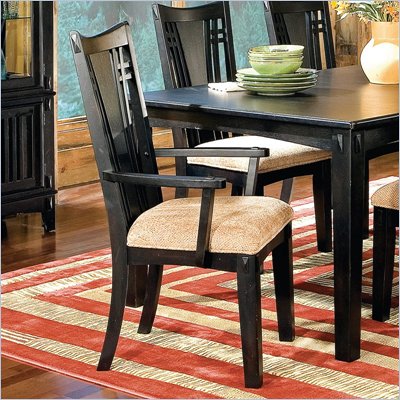 Standard Sonoma County Fabric Arm Chair in Black Finish (Set of 2)