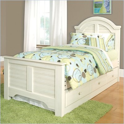 Standard Summer Hill Kids Panel Bed In Weathered White Finish