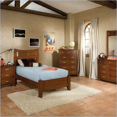 Standard Village Craft Dark Brown Wood Platform Bed 5 Piece Bedroom Set