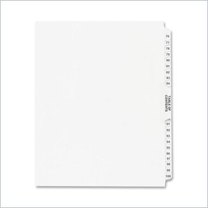 Kleer-Fax Legal 80000 Series Printed 76 - 100 Exhibit Index Divider
