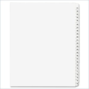 Kleer-Fax Legal 90000 Series Printed 51 - 75 Exhibit Index Divider
