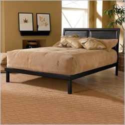 Hillsdale Sawyer Modern Platform Bed in Gun Metal Finish with Brown Leather