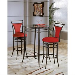 Hillsdale Cierra Mix-n-Match 3pc Pub Table Set with Stools in Flame