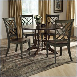 Hillsdale Garden Back 5 Piece Round Dining Table Set with Antique Green Chairs