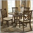 Hillsdale Garden Back 5 Piece Round Dining Table Set in Dark Brown Finish