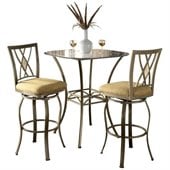 Hillsdale Brookside 3 Piece Bar Height Bistro Table Set with Diamond Stools