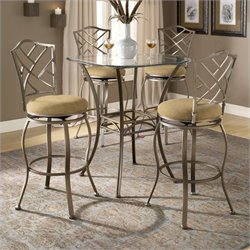 Hillsdale Brookside 5 Piece Bar Height Bistro Table Set with Hanover Stools
