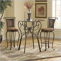 Hillsdale Milan Bar Height Bistro Table Set with Copper Stools