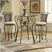 Hillsdale Milan Bar Height Bistro Table Set with Pewter Stools