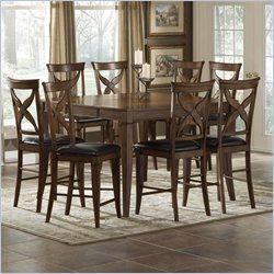 Hillsdale Chenoweth 9 Piece Counter Height Dining Table Set in Dark Oak