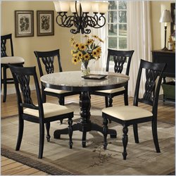 Hillsdale Embassy 5 Piece Dinette Set with Granite Top in Black