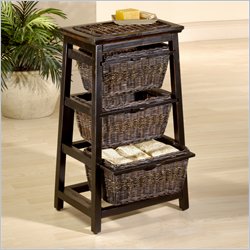 Hillsdale Wood and Wicker Black 3 Drawer Pyramid