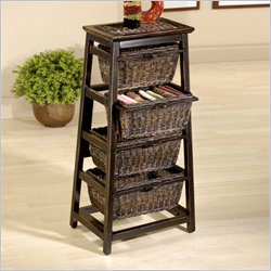 Hillsdale Wood and Wicker Black 4 Drawer Pyramid