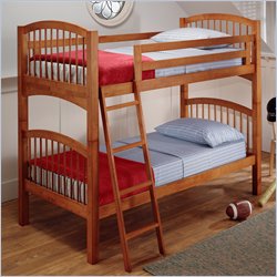 Hillsdale Cascade Twin Wood Bunk Bed in Medium Oak Finish