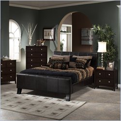 Hillsdale Brookland Dark Brown Leather Upholstered Bed 5 Piece Bedroom Set