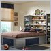 Hillsdale Universal Youth Wood Bookcase Storage Platform Bed 3 Piece Bedroom Set in Navy and Silver