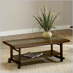 Hillsdale Frankfort Rectangle Slate Top Coffee Table in Medium Brown Best Price