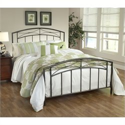 Hillsdale Morris Metal Panel Bed in Sand Silver