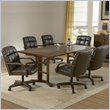 Hillsdale Frankfort 7 Piece Dining Table Set with 6 Leather Arm Chairs