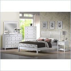 Hillsdale Dio Wood Platform Bed 5 Piece Bedroom Set in White Finish-King
