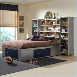 Hillsdale Universal Youth Storage Platform Bed in Navy and Silver Finish