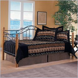 Hillsdale Winsloh Metal and Wood Post Daybed in Medium Oak Finish with Pop-Up Trundle