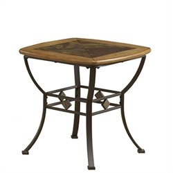 Hillsdale Lakeview Square Slat Top End Table in Brown and Medium Oak