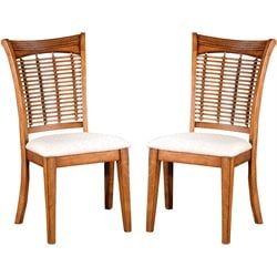 Hillsdale Bayberry Fabric Dining Side Chair in Oak Finish (Set of 2)