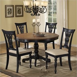 Hillsdale Embassy 5-Piece Cherry Round Dining Table Set in Black Finish