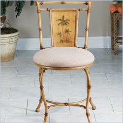 Hillsdale West Palm Vanity Stool in Burnished Brown Finish