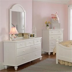 Hillsdale Westfield Double Dresser and Mirror Set in Off-White Finish