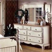 Hillsdale Wilshire Antique White Double Dresser and Mirror Set