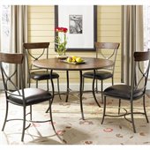 Hillsdale Cameron 5 Piece Round Wood Top Dining Set w/ X Back Chairs