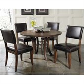 Hillsdale Cameron 5 Piece Round Wood Dining Set with Parson Chairs