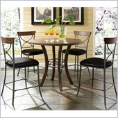 Hillsdale Cameron 5 Pc Counter Height Round Pub Set w/ X back Stools