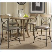 Hillsdale Charleston 5 Pc Counter Round Wood Pub Set w/ X Back Stools
