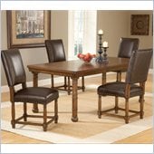 Hillsdale Hartland 5 Piece Dining Set with 4 Side Chairs in Dark Oak