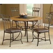 Hillsdale Lakeview 5 Piece Round Dining Set with Slate Chairs in Brown