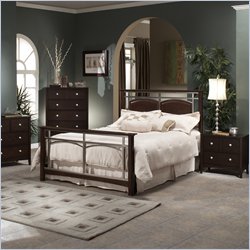 Hillsdale Banyan Bedroom Espresso Wood and Metal Bed 2 Piece Bedroom Set