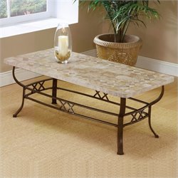 Hillsdale Brookside Ivory Coffee Table with Fossil Stone Top